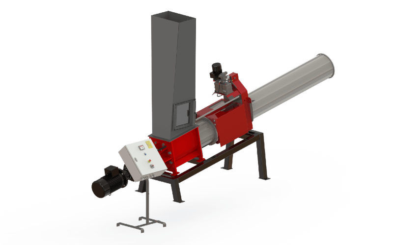 Komprimering af airlaid støv, komprimator, komprimatorer, støv, airlaid, compacting, compactor, stationærkomprimator, sneglekomprimator, affaldskomprimator, komprimering af støv, komprimering af affald